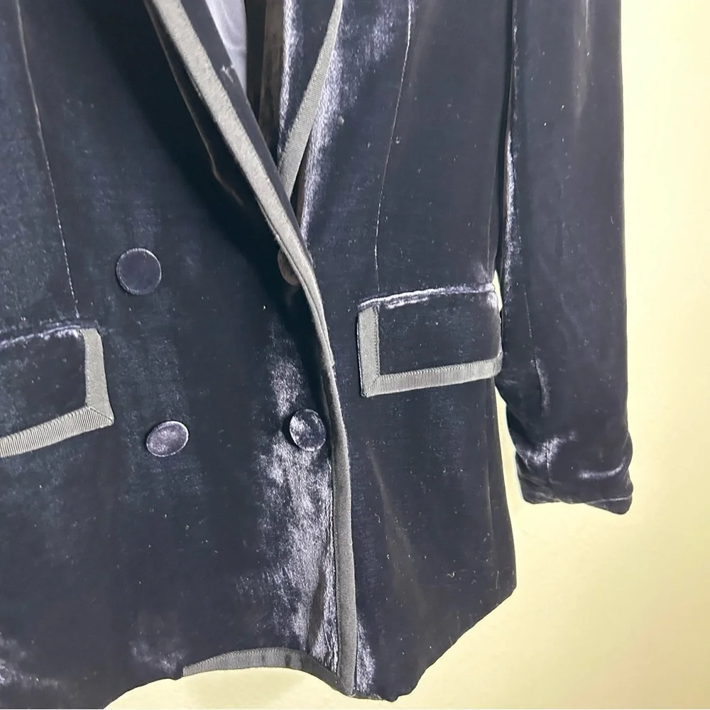 J. Crew Collection Navy Blue Velvet Double Breasted Blazer 00